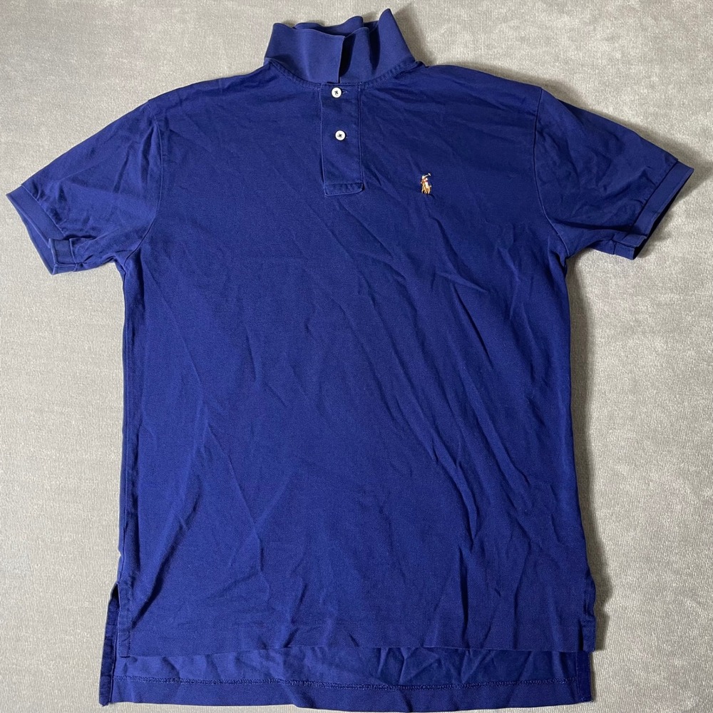 Polo Ralph Lauren Mens Blue Pima Cotton Short Sleeve Polo Shirt Small